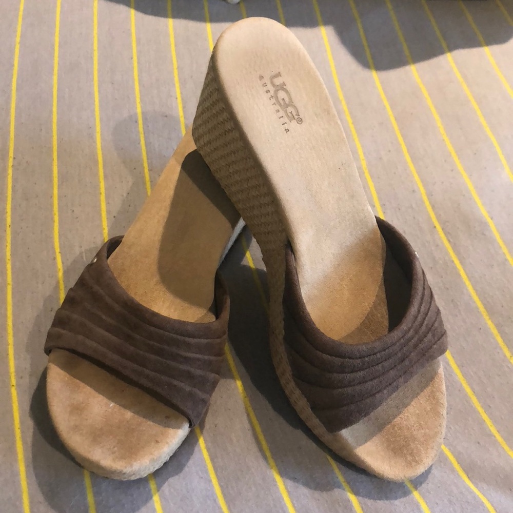 UGG brown slip on wedges